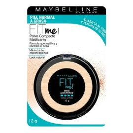 Maybelline Base Maquillaje Polvo Fit Me, 12 gr, matifica y controla brillo 16h, minimiza poros