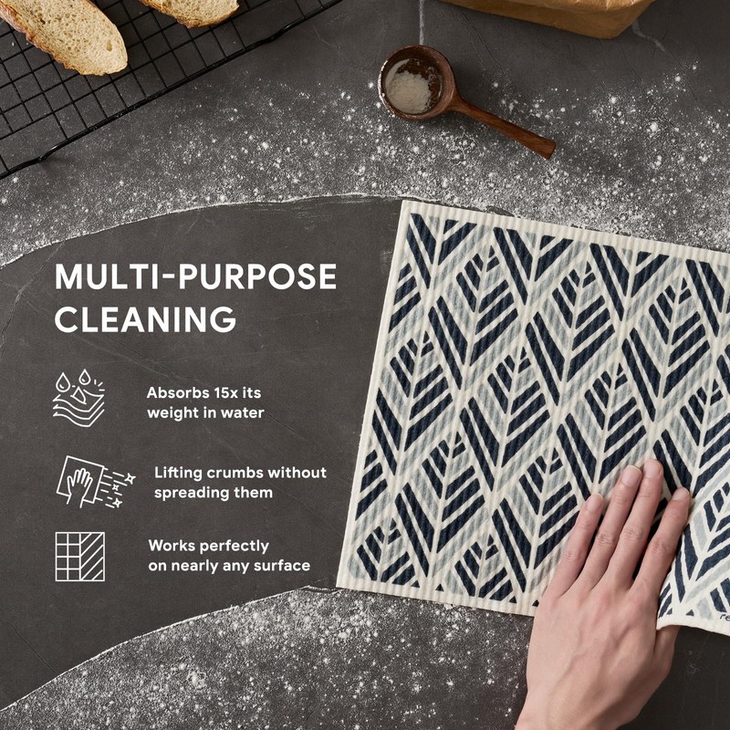 RECYCO Swedish Dishcloths for Kitchen | 4 Pack Oversized Washable