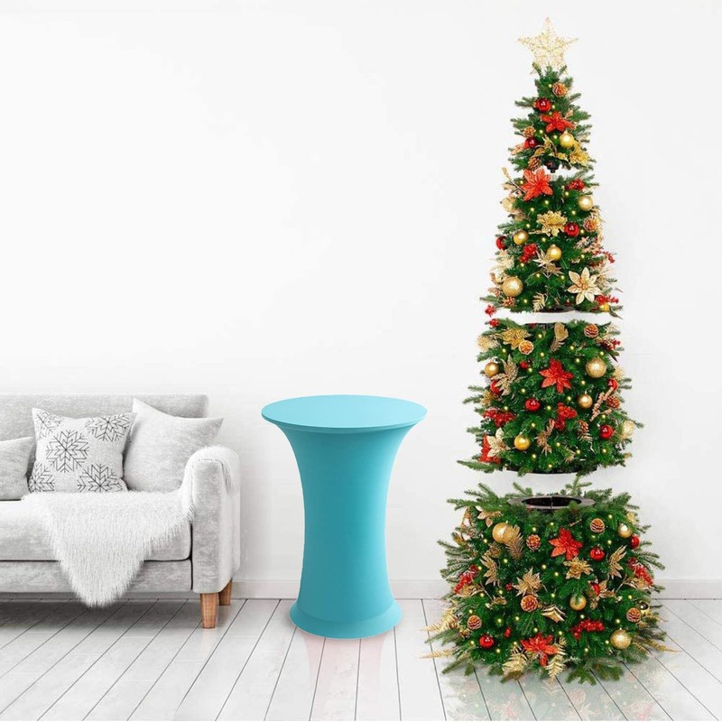 Deisy Dee 24x43 Cocktail Spandex Stretch Round Tablecloth Table Cover