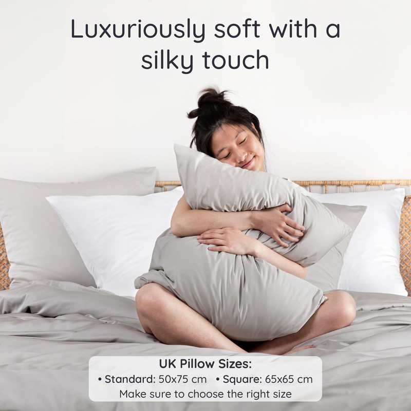 Grey Pillow Cases 2 Pack | Standard Pillow Cases 50x75