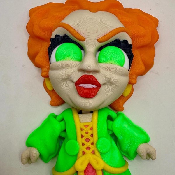 Crazy Witches 3d Printed Flexi Figures Large Size Halloween:_Orange Hair