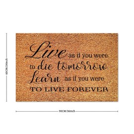 DecStic Live As If You were to Die Tomorrow Learn As If You were to Live Forever Coir Door Mat Bible Verse Door Mat Farmhouse Thick Durable Non Slip Mat for Entry Garage Patio 24x36in