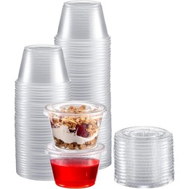 Portion Cups with Lids (4 Ounces, 100 Pack) | Disposable Plastic Cups for Meal Prep, Portion Control, Salad Dressing, &  | Small Plastic Condiment Container - Color: 2 oz.