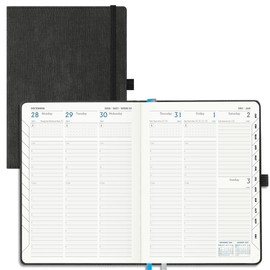 IN-LUXPRO Academic Diary 2026-2027 Week to View A5 Medium (21.9x16.2 cm) 18 Months (Jul'26 - Dec'27) Mid Year Diary 26/27 Vertical Weekly Planner with Timeslots& Month Tabs, PU Leather Black