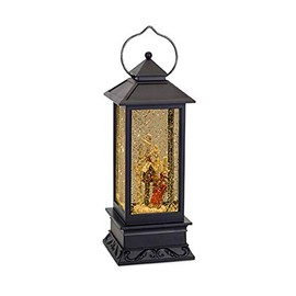 Melrose 72823 Plastic LED Lantern Snow Globe with Birdhouse and Sled Decor, 10-inch Height