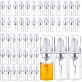 50 Pcs Foam Pump Bottle Dispenser,1.7oz/50ml Refillable Plastic Travel Foaming Bottles for Packaging Liquid Cleaning Hand Soap Shampoo Lash Cleanser(Transparent)