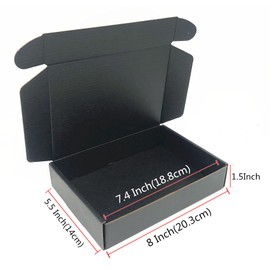 Black Cardboard Shipping Box Mailers 8 x 5.5 x 1.6 Inch Corrugated Packaging Storage Boxes 10 Pack (Inside Size: 7.4 x 5.3 x 1.45)