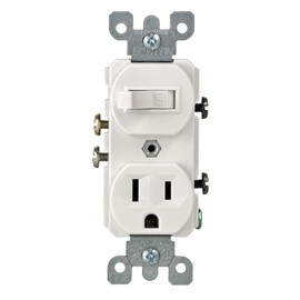 Leviton Combo Switch and Receptacle, 109-05225-WSP, White
