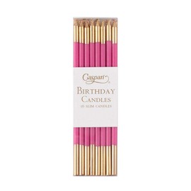 Caspari Slim Birthday Candles in Fuchsia with Gold Tips, 64 Candles Included
