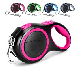 Retractable Dog Leash with Anti-Slip Handle,8m/5mDog Walking Leash for Small to Large Dogs up to 50kg /20kg, One Button Break & Lock, Heavy Duty No Tangle (Pink, 8m)