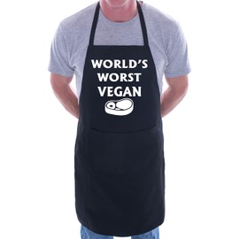 Print4U World's Worst Vegan Funny BBQ Baking Cooking BBQ Apron Black