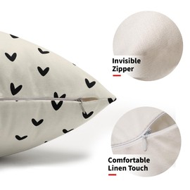 Valentines Day Lumbar Pillow Covers 12X20 Inch White Black Hearts Valentine Decorative Rectangle Pillow Cases Set of 2 Valentine's Day Wedding Anniversary Throw Pillows Home Decor For Sofa Couch Bed