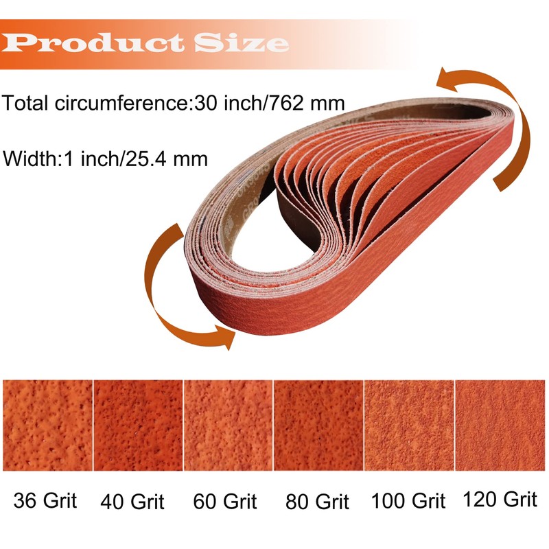 Tonmp 12 Pack 1 x 30 Inch Metal Grinding Ceramic