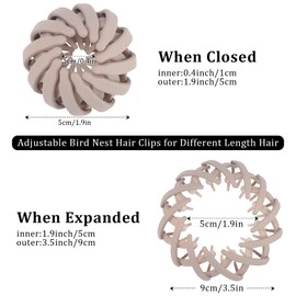 6Pcs Bird Nest Magic Hair Clips Hair Nest for Bun Strong Ponytail Holders Hair Accessories for Women Girls (Neutral, Small)