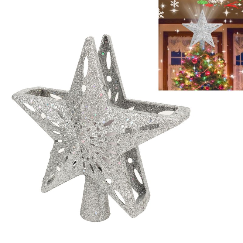 Christmas Tree Topper Lighted with Projector Christmas Star Tree Topper