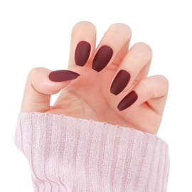 EDA LUXURY BEAUTY Dark Red Burgundy Matte Luxe Design Press On Nails Full Cover Acrylic Nail Kit Glue On False Nails Extra Long Ballerina Coffin Square Nail Art Tips Super Fashion Fake Nails Set