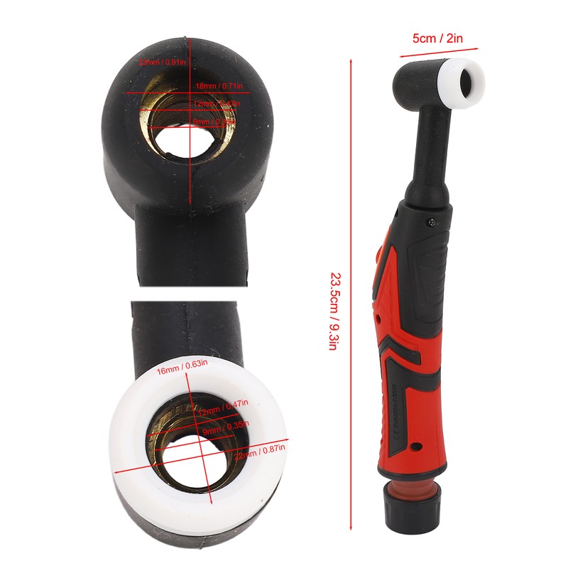 TIG Welding Torch Head with Valve 360° Rotating End Handle