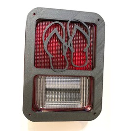 Flip Flop Slippah in 3D - Black for Jeep Wrangler JK/JKU Rear Tail Light Covers (07-18) - Hawaiian Hula