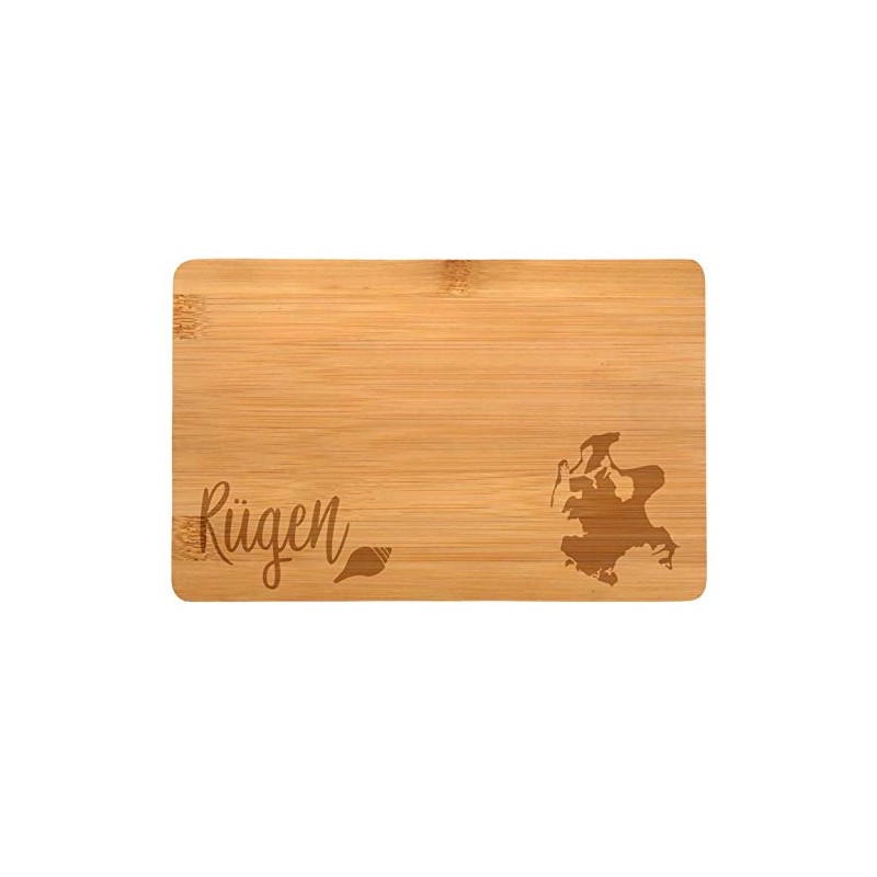 Samunshi® Wooden Board with Engraving Rügen Bamboo Chopping Board Small