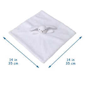 Doindute Baby White Bunny Soft Stuffed Animal Security Blanket, Plush Rabbit Character Lovey Blanket, Baby Shower/Nursery Gift, Newborn Infant Toddler Snuggle Blankie for Girls Boys, 14 Inches