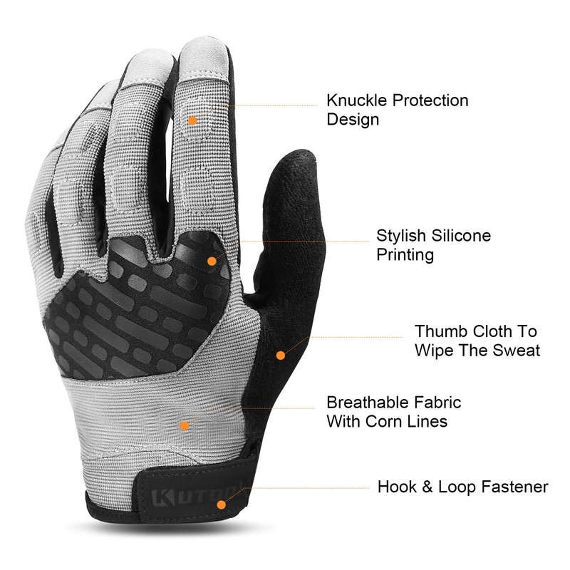 KUTOOK Airsoft Gloves Bike Gloves Men Touchscreen for Shooting Grey