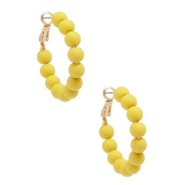 ZENZII Beaded Hoop Fashion Earrings Bohemian Circle Round Bead Earrings Chic Dangle Earrings for Women (Yellow)