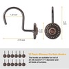 Bronze Shower Curtain Hooks, Decorative Shower Curtain Rings for Bathroom,