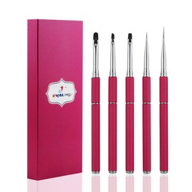 Nail Art Brushes Set Nail Art Design Pen Painting Tools with Nail Extension Gel Brush,Nail Polish Brush, Builder Nail Gel Brush, Nail Art Liner Brush for Salon Gift for Girls Women (Red)