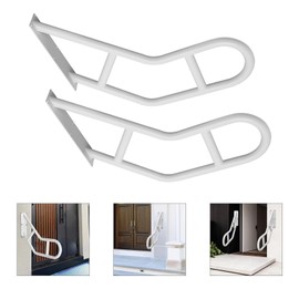 CNCEST U-Shaped Handrails, Safety Grab Bars for Stairs, 25" Wall Mounted Stair Handrails, 2pcs Safety Grab Bars,Handrails for Outdoor&Indoor Steps (White)