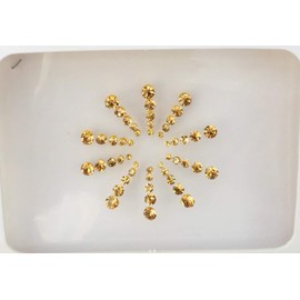 BX1 Gold Crystal Bindi Gem Stone Gold Bindi Tattoo Forehead Sticker Wedding Tikka Indian Fancy Party Arabian Face Gem Body Art