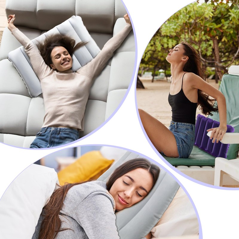 UVVRUR Inflatable Travel Pillow 2 Pack Camping Car Velour Soft