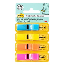 Post-it 6834ABX Highlighting Page Flags, 4 Bright Colors, 4 Dispensers, 1/2-Inch x 1 3/4-Inch, 35/Color
