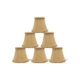 Urbanest Chandelier Mini Lamp Shades 5-inch, Bell, Clip On, Burlap (Set of 6)
