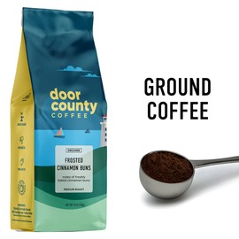 Door County Coffee Frosted Cinnamon Buns Flavored - 10oz Bag - Ground Medium Roast - 100% Arabica - Frosted Cinnamon Buns