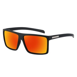 2020 VentiVenti Sunglasses For Men Plastic Lightweight Square Polarized Frame Classic Style Eyewear UV Protection For Driving Matte Black/Red Revo