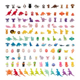 CLOCK KING 132Pcs 3D Animal Erasers for Kids, All are Animal Styles, Random Desktop Pets Toys Gifts, Mini Puzzle Classroom Rewards, Kids Party Favors Back to School Supplies