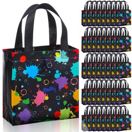 cobee 40 Pcs Glow Party Gift Bags, Neon Theme Treat Bag Glow Party Favor Bags Non Woven Reusable Candy Bags for Birthday Neon Party Decorations