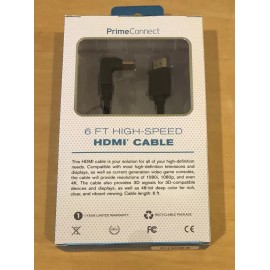 prime connect HDMI Ultra HD Right Angle Cable 90 Degree Elbow Flat Cord 4K 6FT Black