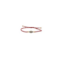 iJewelry2 Gold-plated Sterling Silver Evil Eye Blue and Clear Paved CZ Motif Red Cord Adjustable Bracelet