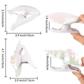 CAIRIAC Shell Conch Beach Towel Clips, Beach Chair Towel Clip, Colorful Unique Sea Shell Clothes Clip for Beach, Pool Party, Camp, Hot Spring (2 Pairs)