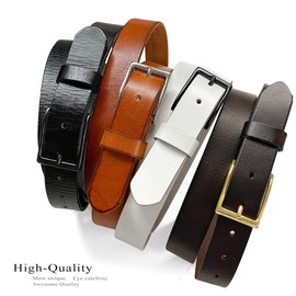 Women's Belts Full Grain Genuine Leather One Piece Casual Dress Belt 1-1/8" (30mm) wide (Burgundy-Silver, 34)