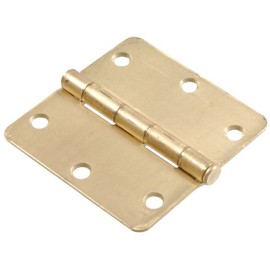 Hillman 852611 3-Inch Residential Door Hinge with 1/4-Inch Round Corner Removable Pin Full Mortise, Satin Brass