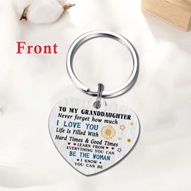 ABBNT Granddaughter Keyring Gift - Inspirational Keychain for Granddaughter Birthday, Graduation, or Christmas, Granddaughter Gift from Grandma or Grandpa