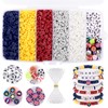 Red Blue and White Clay Beads, Beads for Bracelet Making,