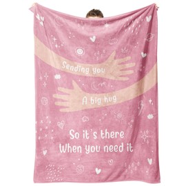 Get Well Gifts for Women, Hug/Healing Blanket with Letter Print, Thinking of You/Sympathy/After Surgery Gifts for Friends, Sister, Coworkers, Soft Throw Blankets 60'' x 80''