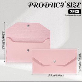 Psyqtsuary Cash Envelope Wallet, 2 Pcs PU Leather Cash Wallets for Women Reusable Money Organizer for Cash Waterproof Budget Envelope for Money Receipt Coin Check Billing (Black, Pink)