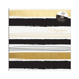 Tallon Black & Gold Stripes 6x4 Photo Album Memo Slip in Holds 200 Photos