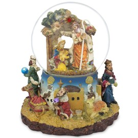 BestPysanky Kings Holding Gifts Nativity Scene Musical Snow Globe