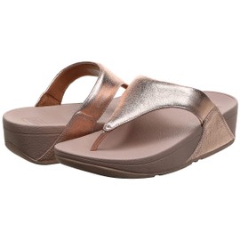 FitFlop Women's LULU Toe Post-Leather Flip-Flop, Rose Gold, 5 M US