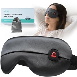 YFONG Cordless Heated Eye Mask for Dry Eyes, Warm Eye Compress for Stye, Blepharitis, Chalazion, MGD, Washable Heating Eye Mask for Sleeping, Travel, Office Nap, Perfect Light Blocking (Grey)